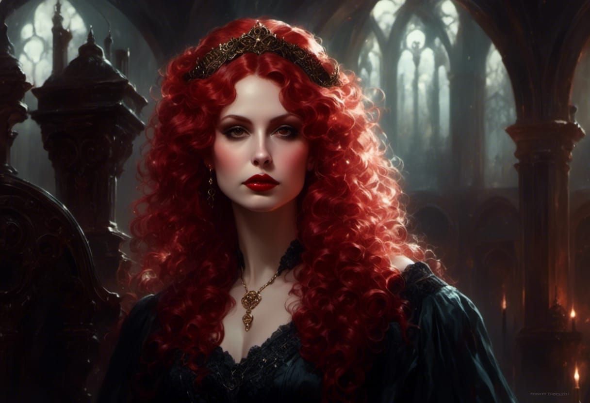 Victorian Vampire Portrait with Red Hair
