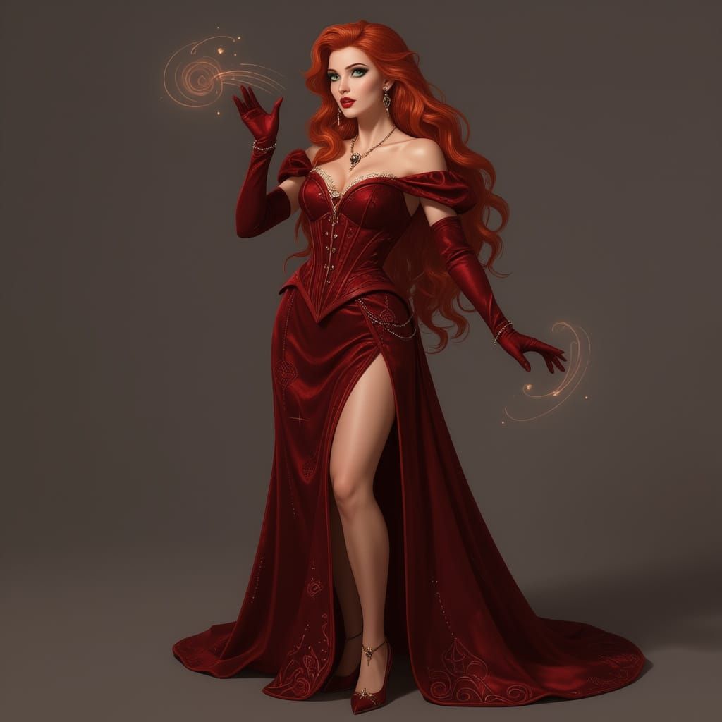Jessica Rabbit as Dark Fantasy Bard in Elegant Crimson Gown
