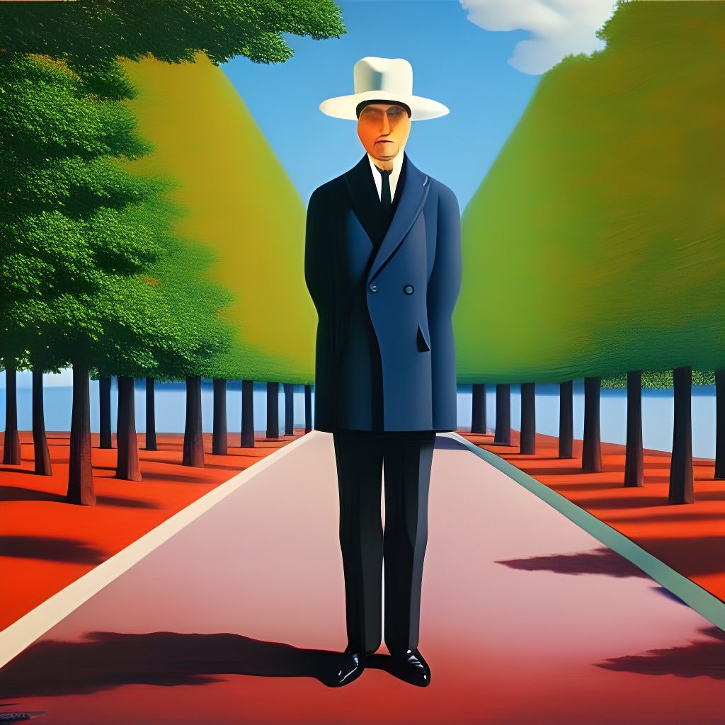 Surreal Digital Artwork in Magritte Style