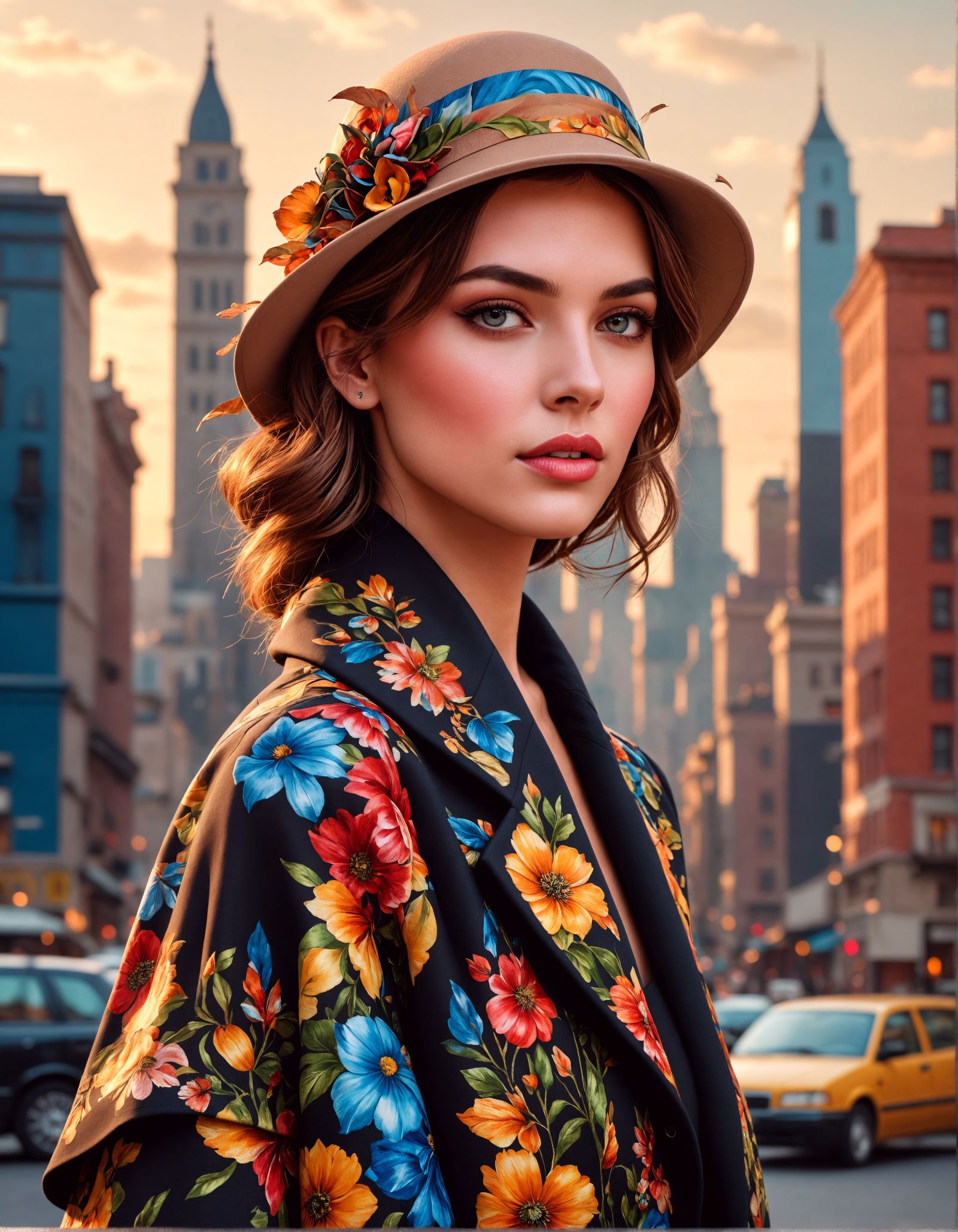 Fauvist Fashion Illustration of Woman in Lagenlook Outfit in...