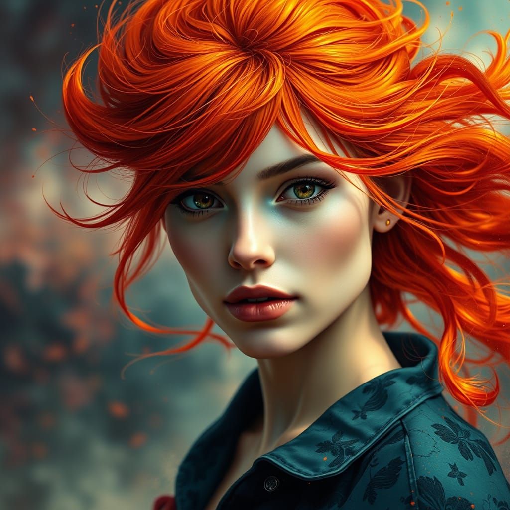 Vibrant Woman in Post-Impressionist Fantasy Scene