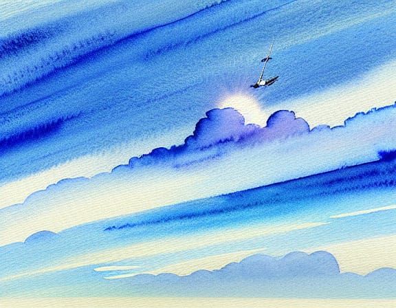 Watercolor style, futuristic transport