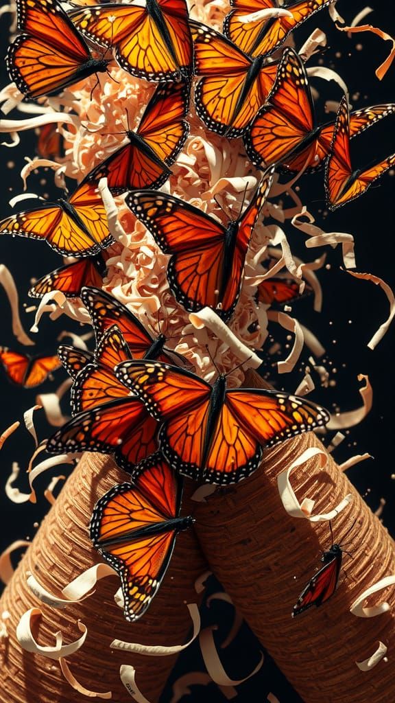 Butterflies Emerge from Pencil Shavings in Surreal Digital A...