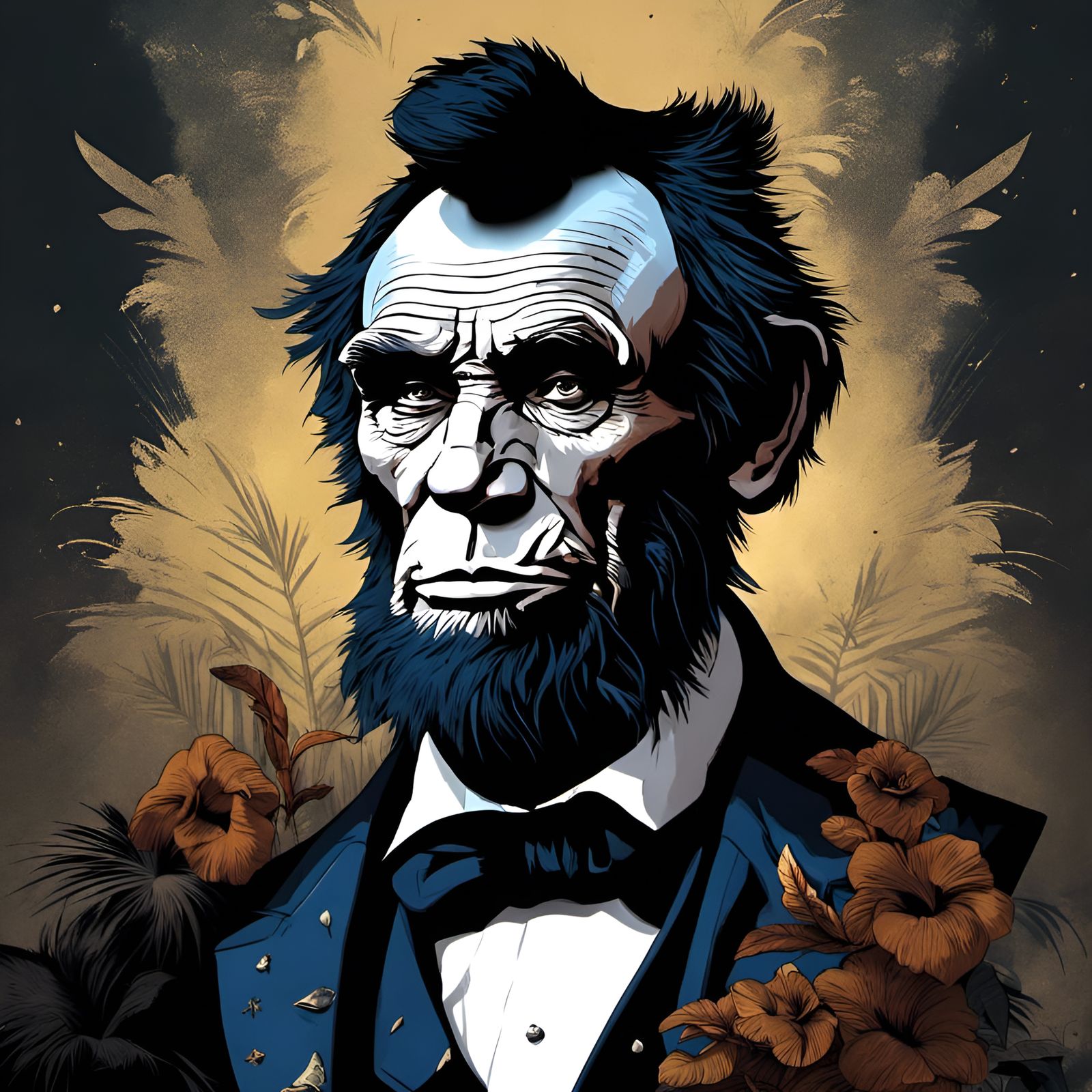 Abraham Lincoln as Gorilla Portrait, Illustrative Art
