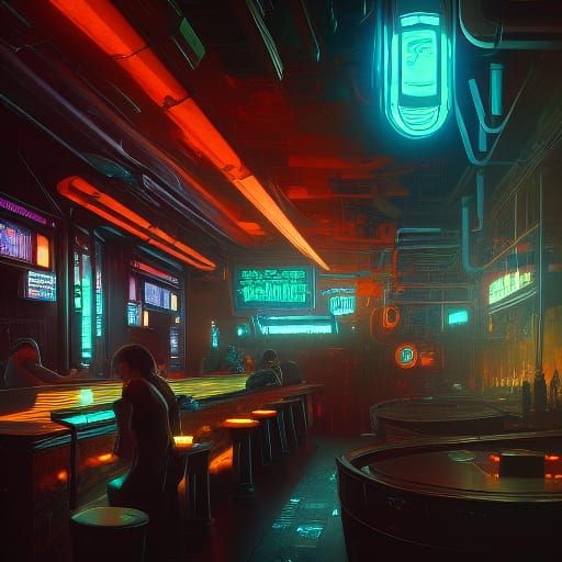 Cyberpunk Bar Concept Art in 8K Resolution