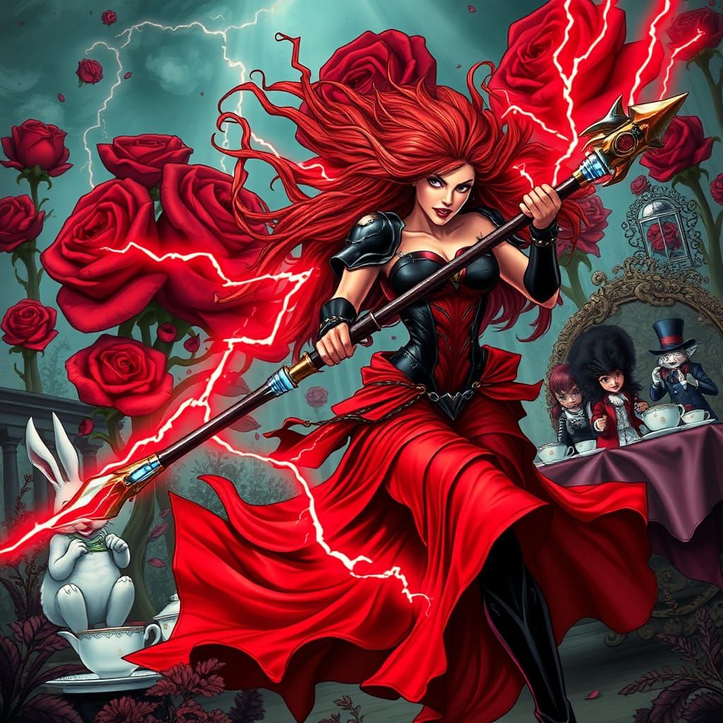 Siren Warrior in Wonderland Battle Comic Art