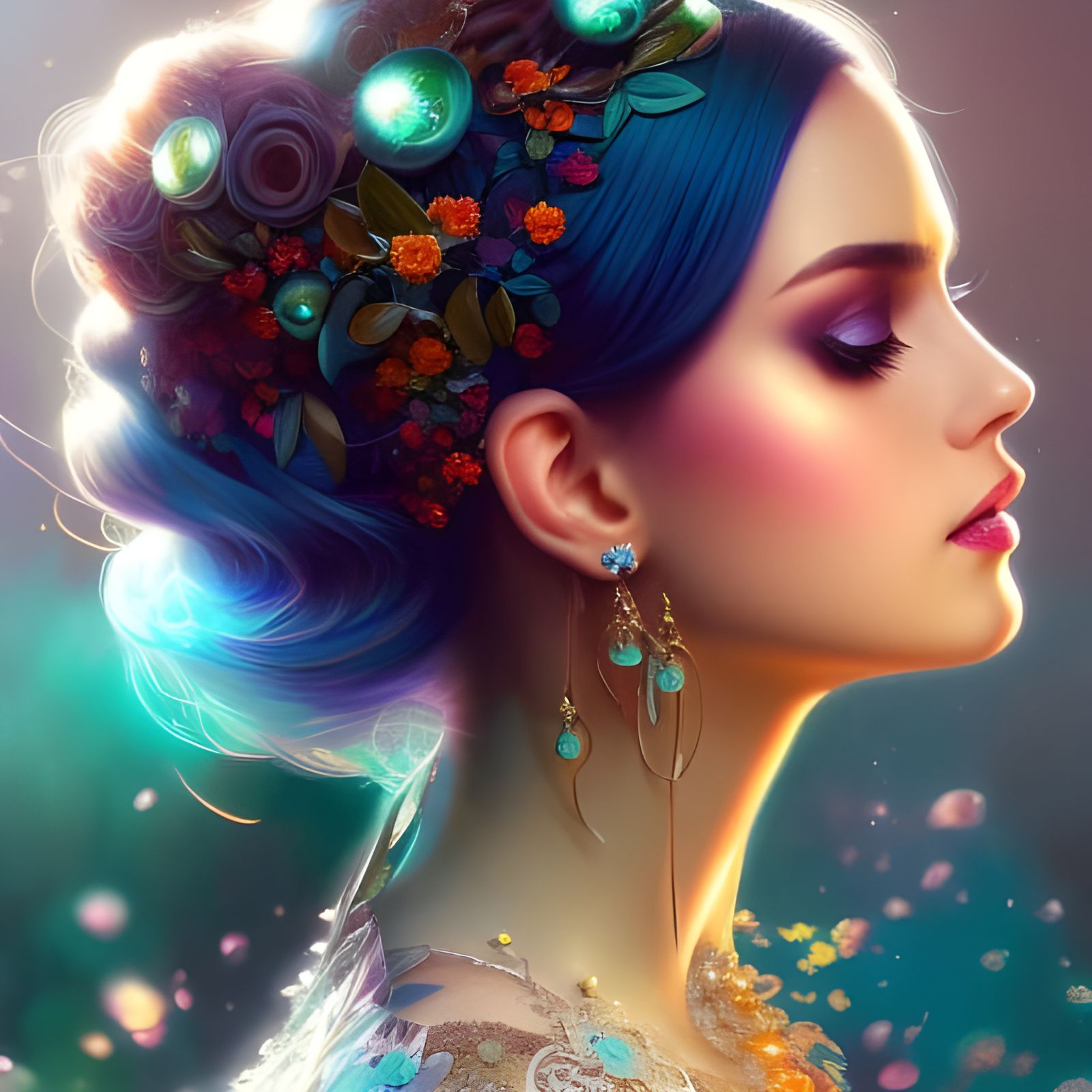 Smiling Girl in Overgrown Garden, Speedpaint Style