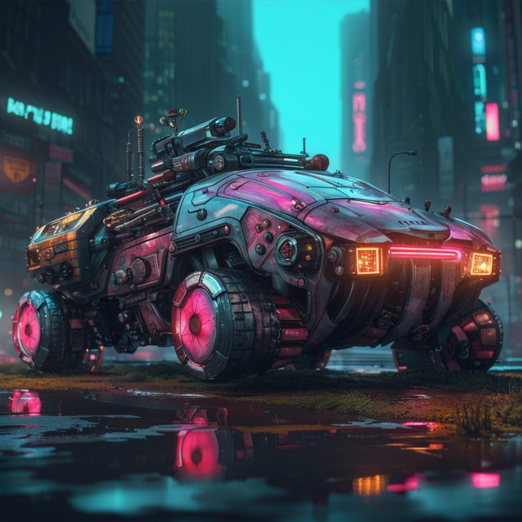Cyberpunk Robot Car Concept Art