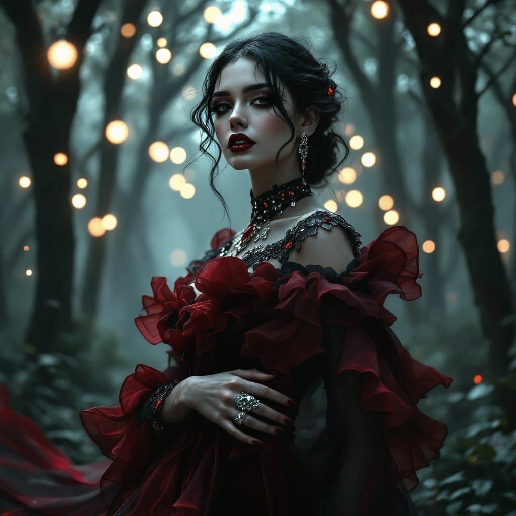 Ethereal Gothic Goddess in Dark Velvet Splendor