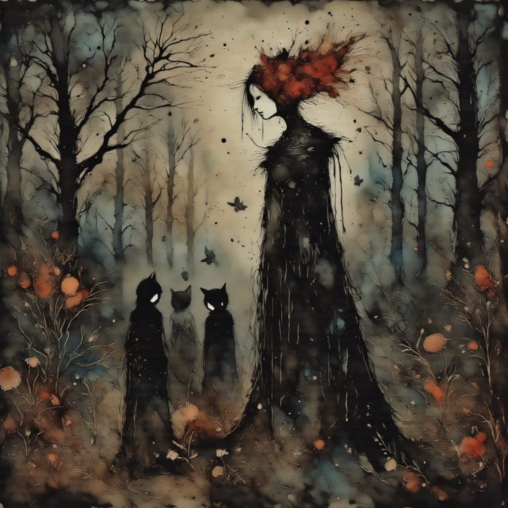 Fae Witch Queen Summons Ghosts in Cyberpunk Graveyard