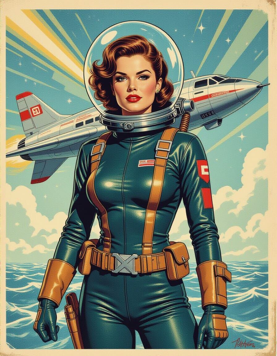 Retro Sci-Fi Pinup in Space Opera Style