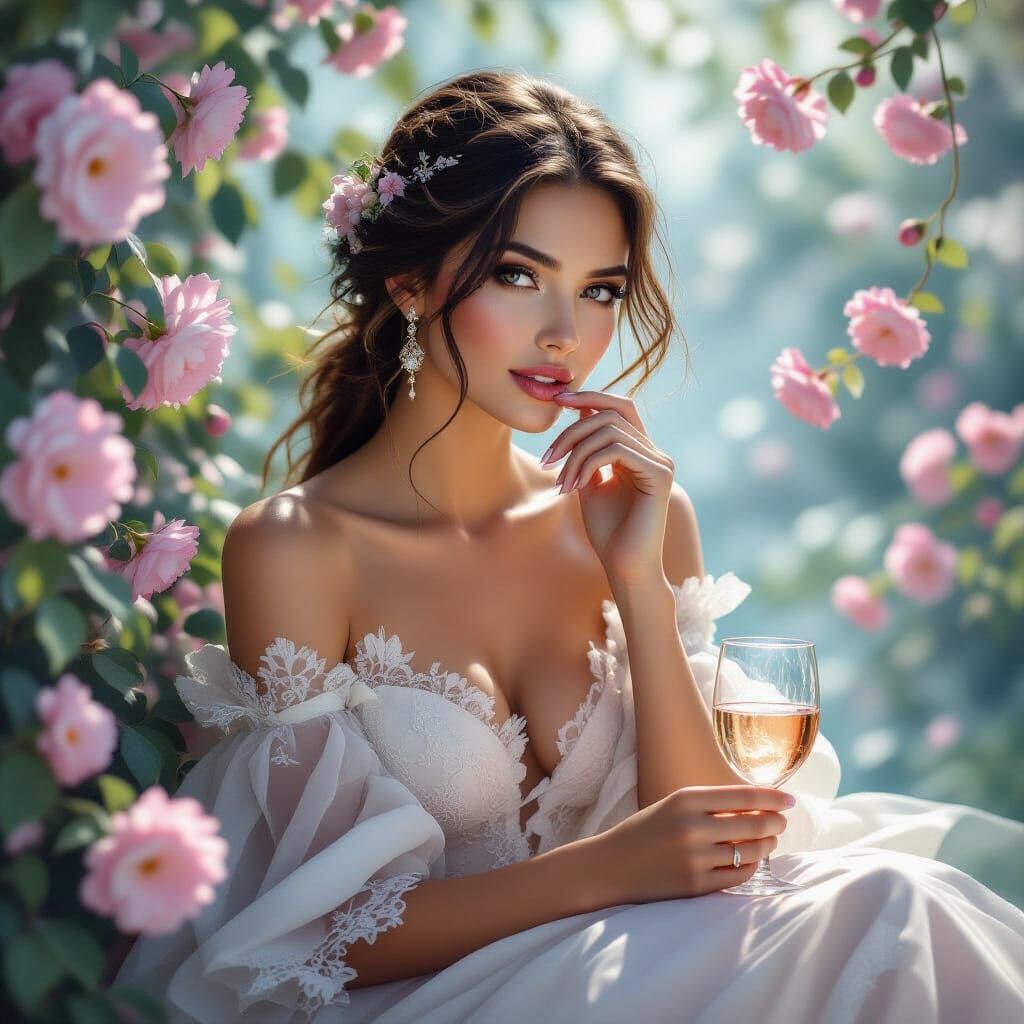 Ethereal Romance: Summer Blossoms and Shimmering Light