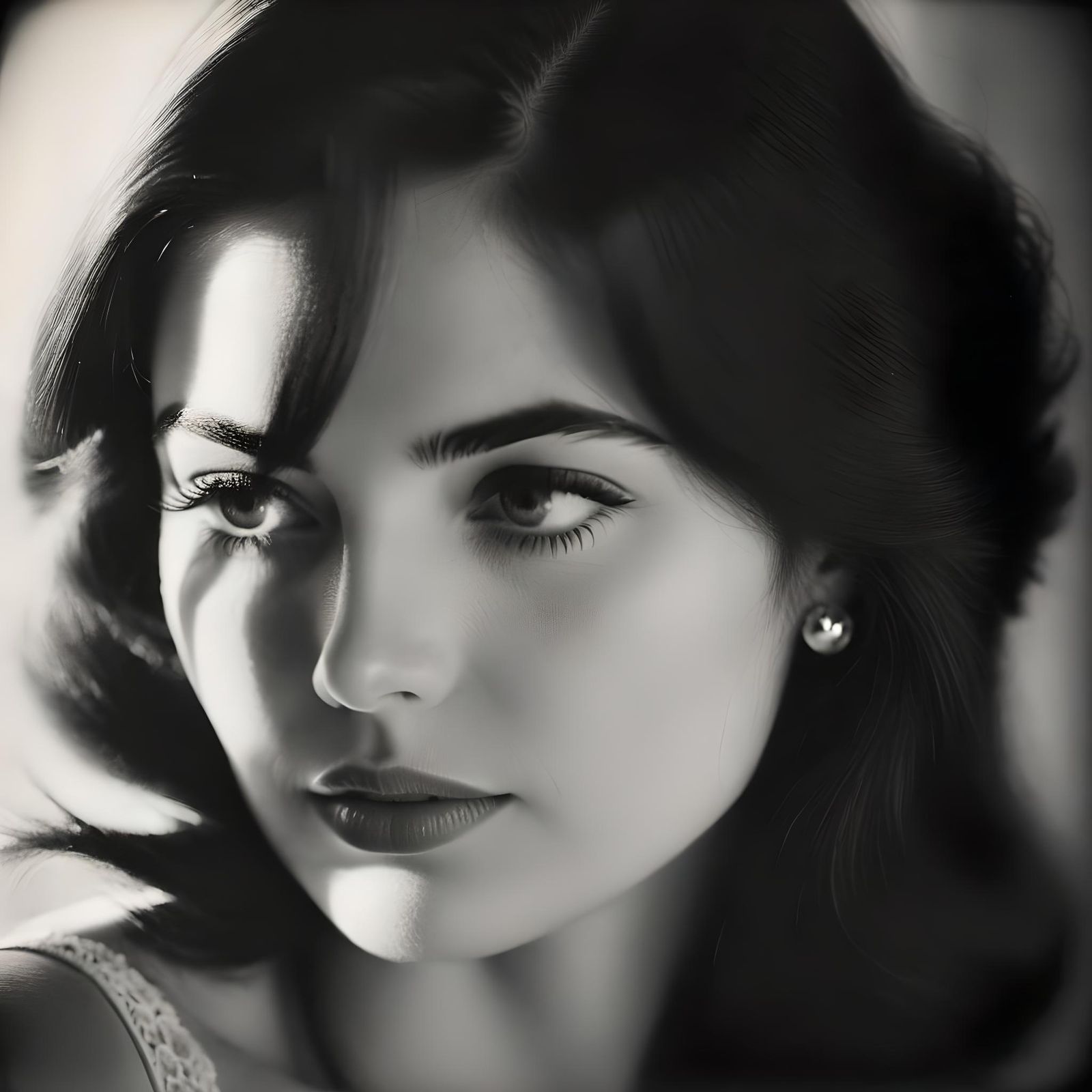 Vintage Portrait of a Beautiful Woman in Silver Nitrate