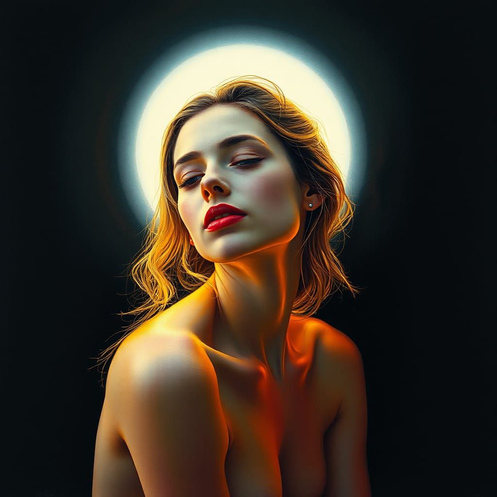 Ethereal Woman Portrait with Luminous Colors