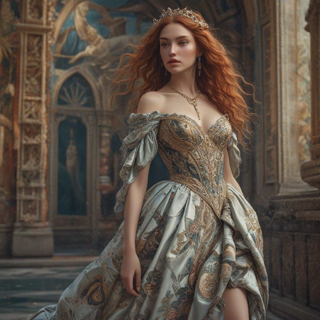 Elegant Renaissance Woman with Regal Poise