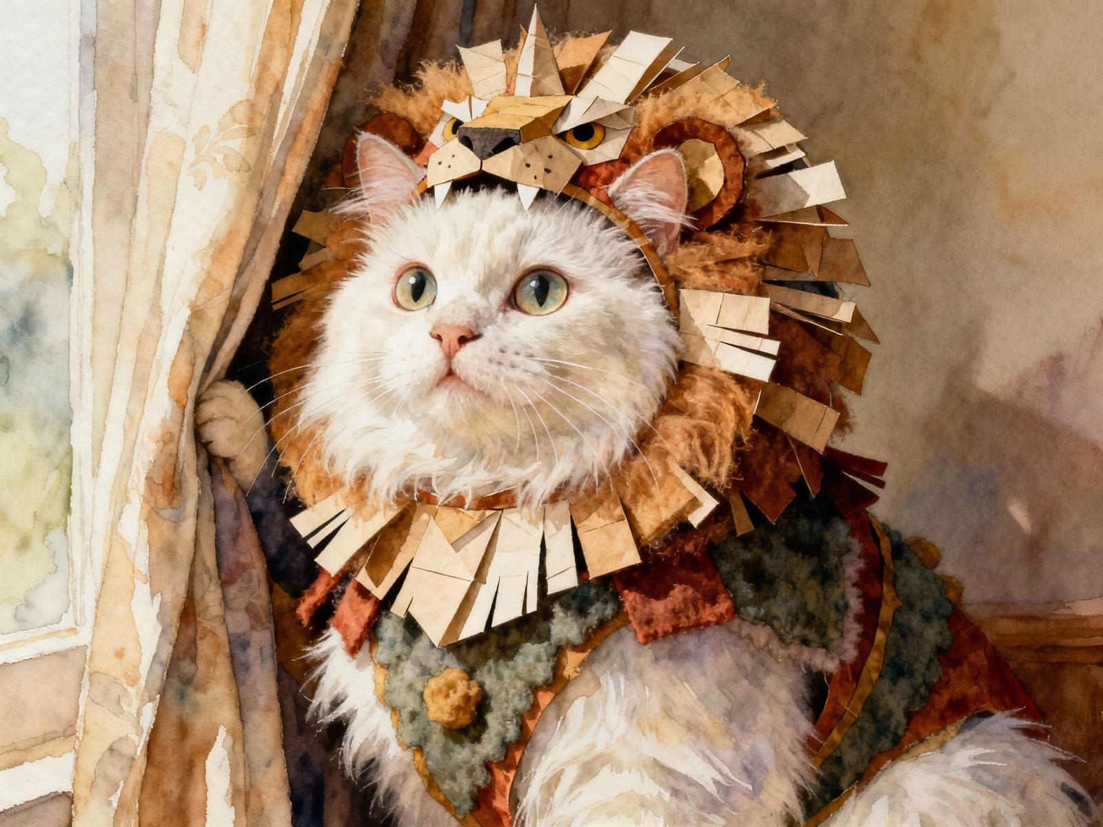 Fluffy Cat Dressed as Lion in Handcrafted Costume