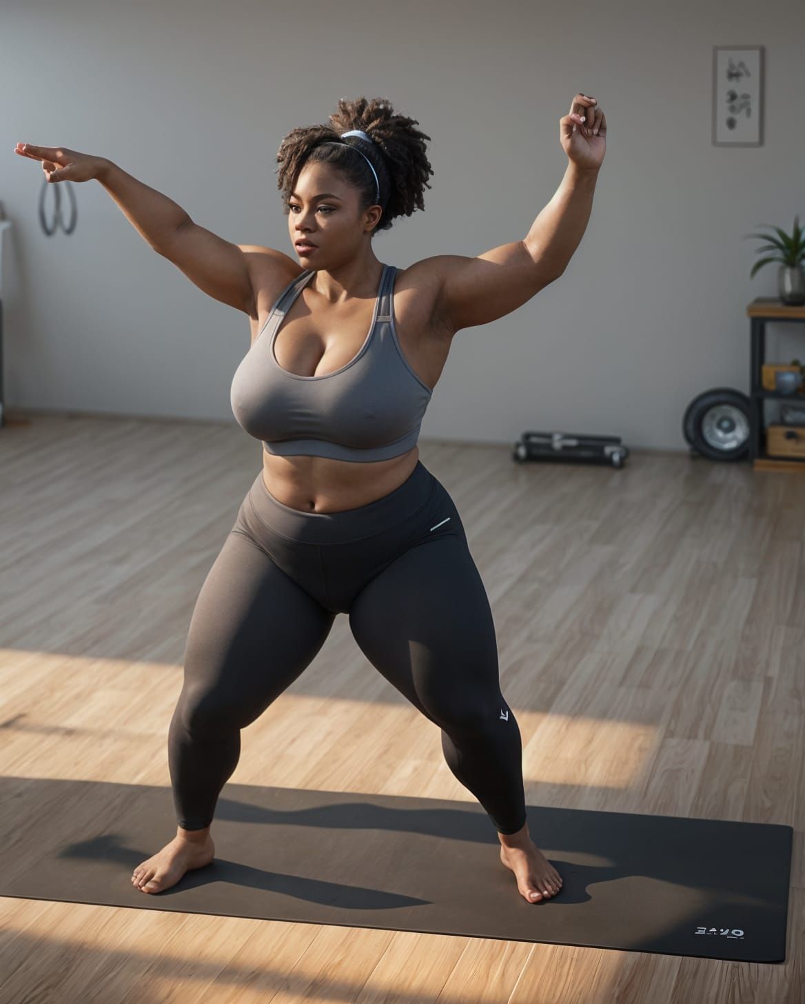 Curvy Woman Stretching: 3D Anime Art