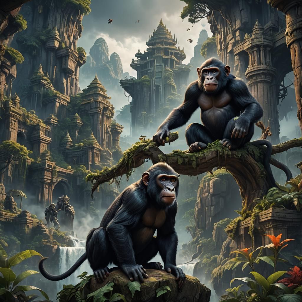 Detailed Matte Painting of a Large Monkey