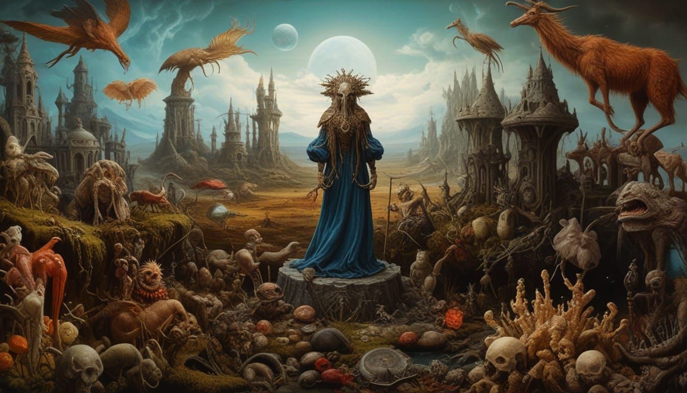 Surreal Cryptid Taxidermist in Post-Apocalyptic Wonderland