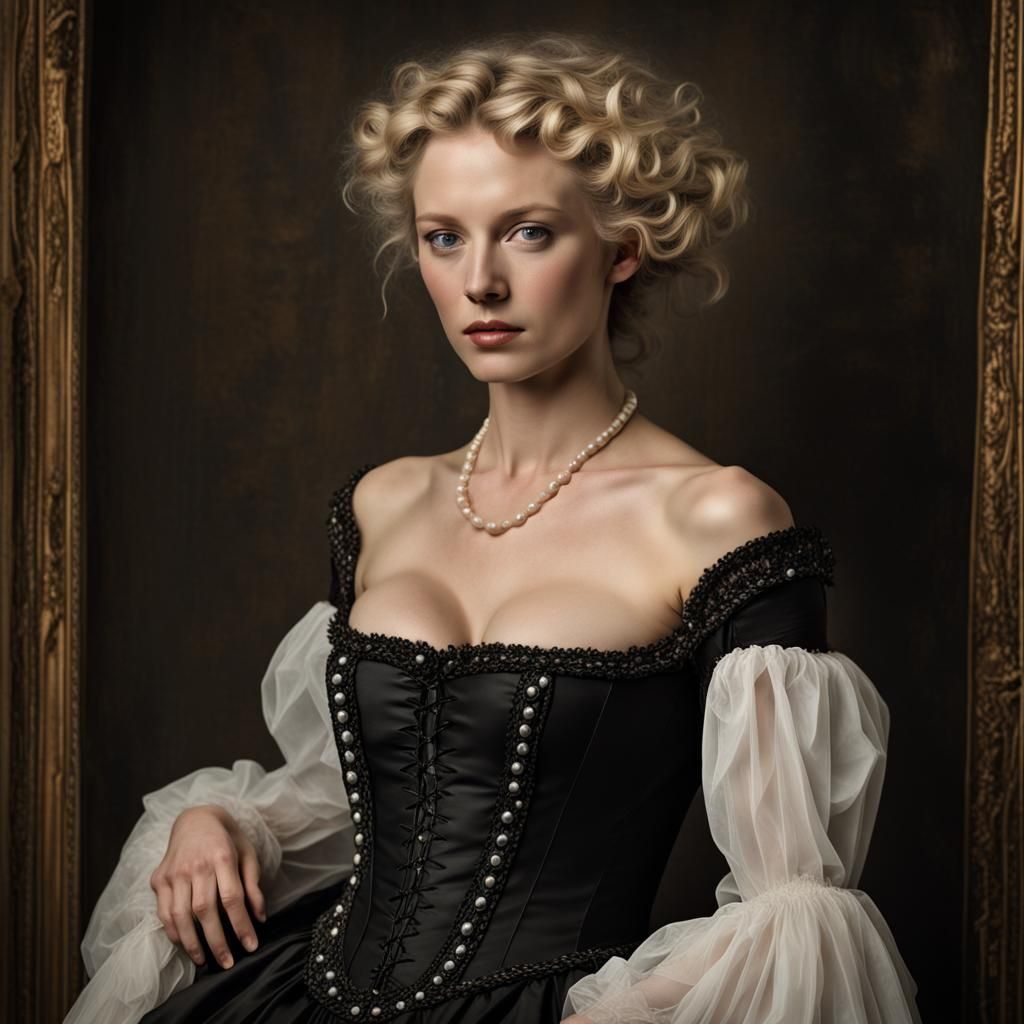 Renaissance Woman Portrait in Dutch Painting Style