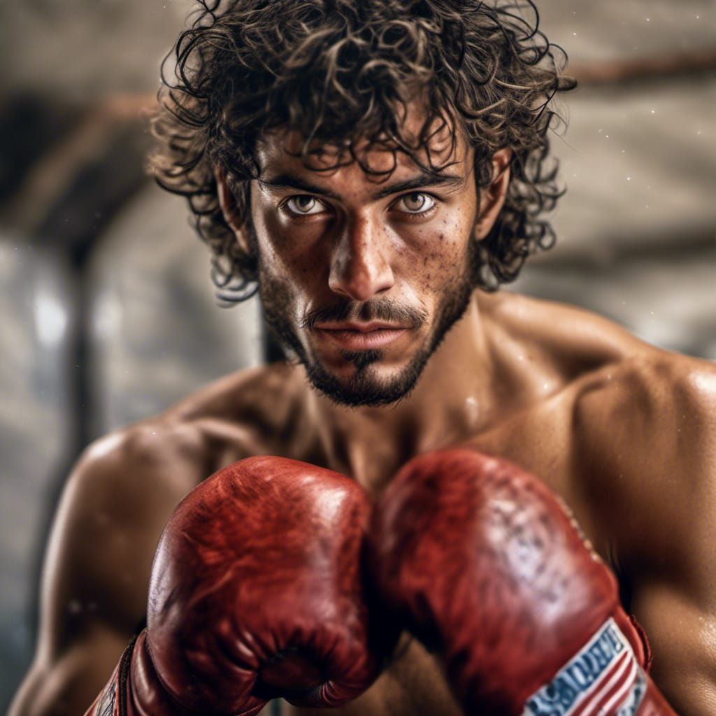 Ben Gazzarra Boxing in Ring, Pyrography Portrait