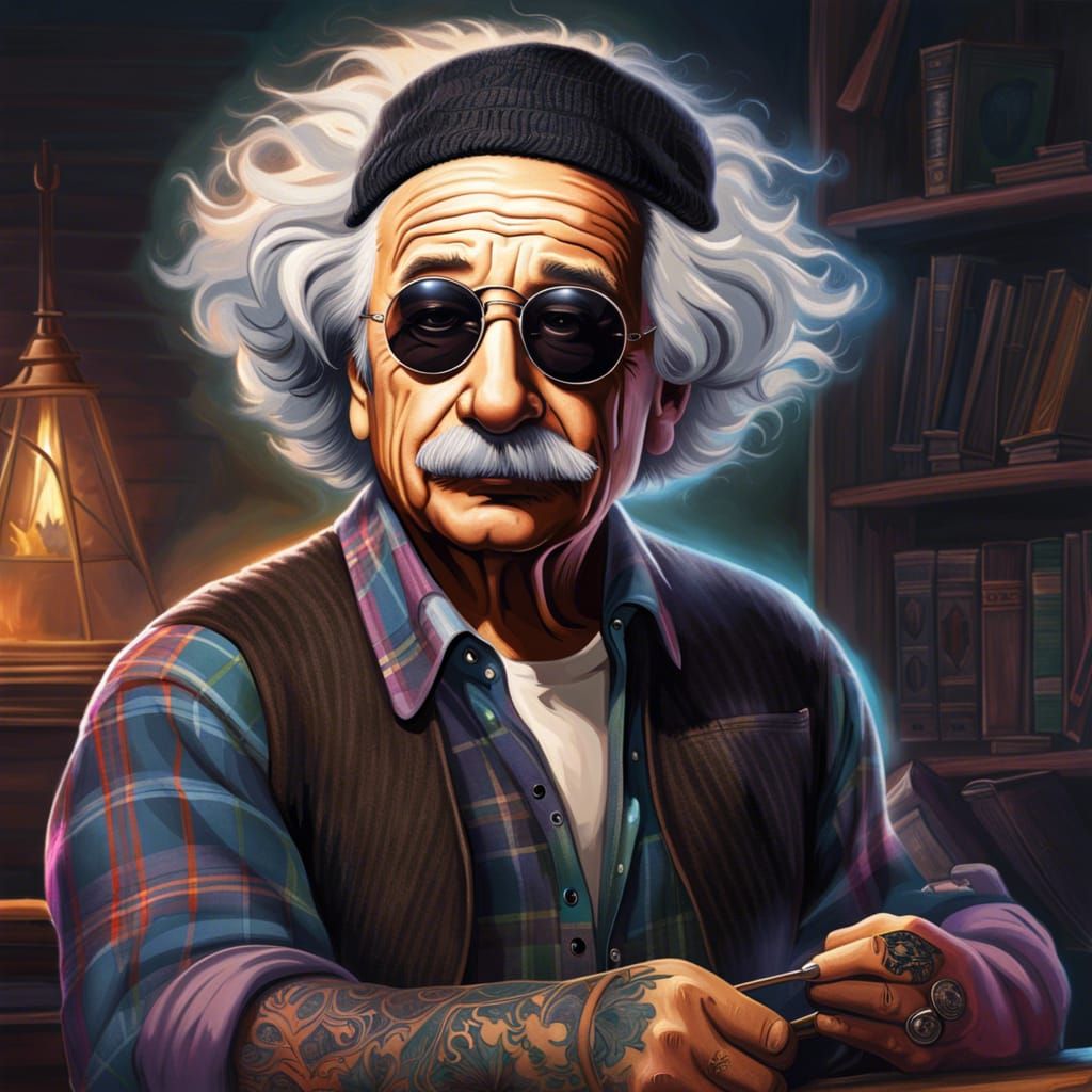 Einstein as Hipster, Detailed Digital Portrait