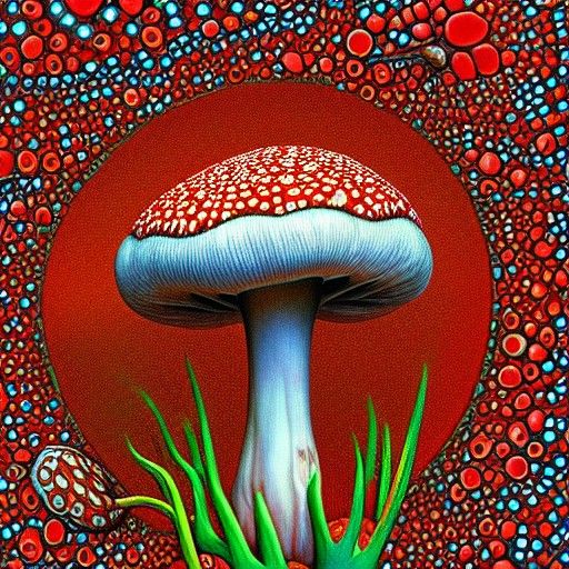 Psychedelic Fly Agaric Mushroom: Hyperdetailed Art