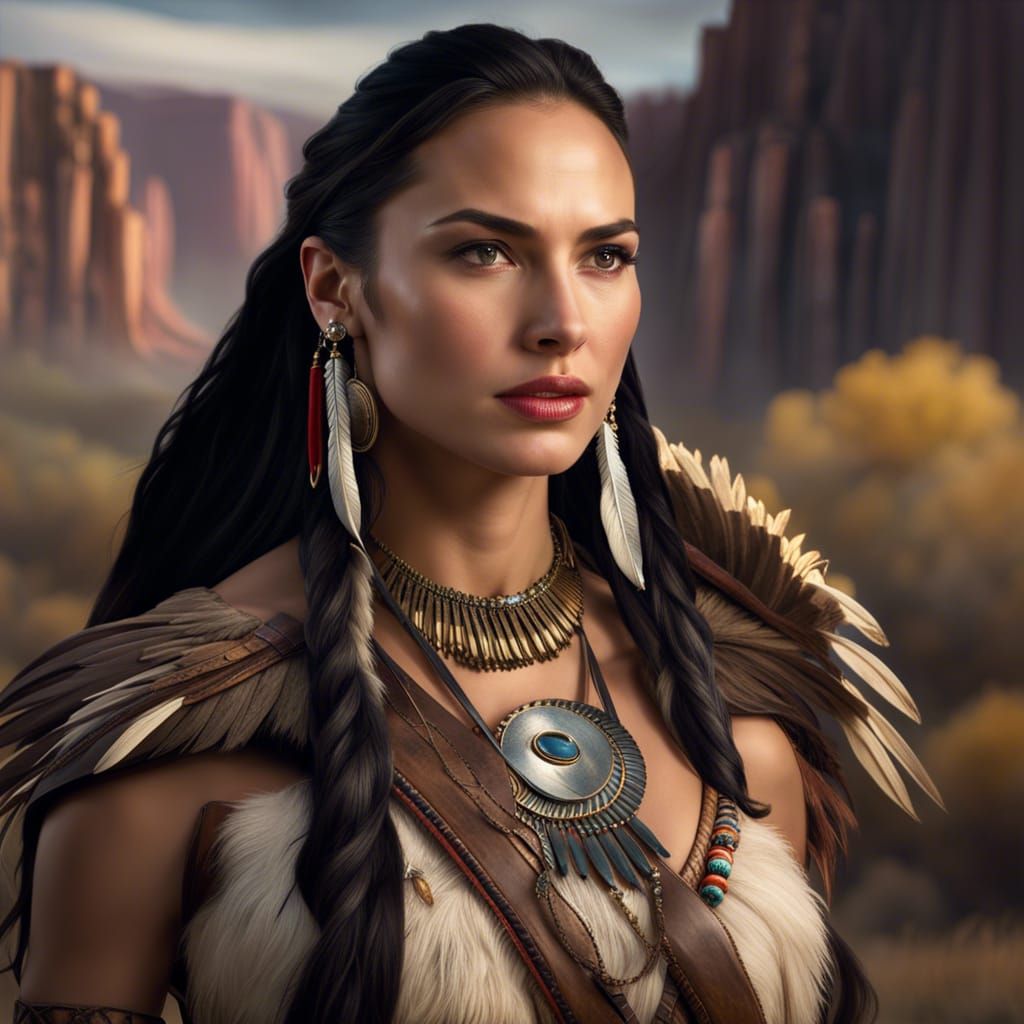 Gal Gadot as Pocahontas in Wild West Portrait