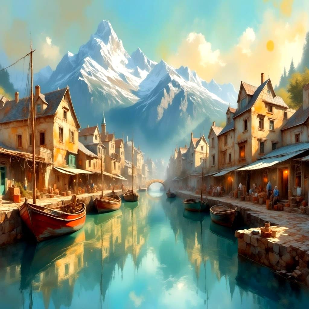 Epic Oil Painting of Constitution Dock in Hobart Tasmania