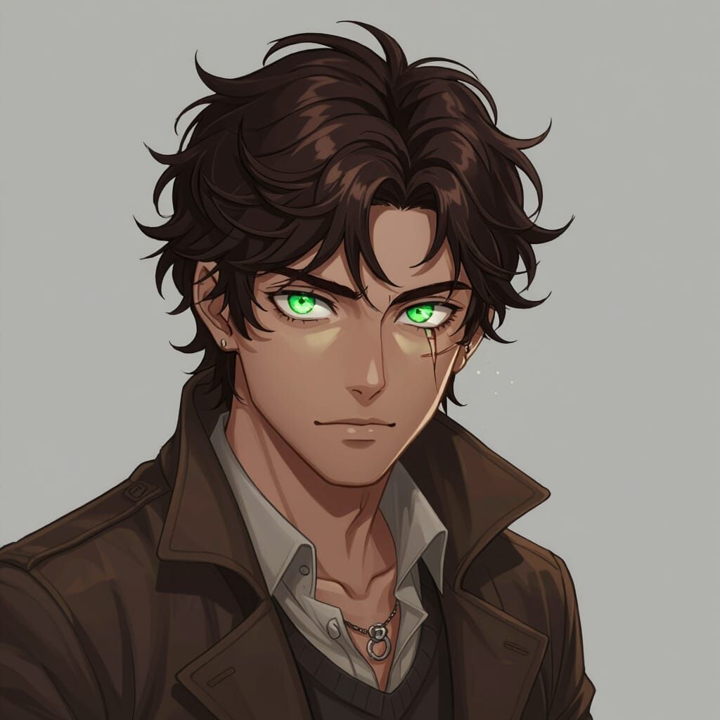 Anime Thief with Glowing Green Eyes