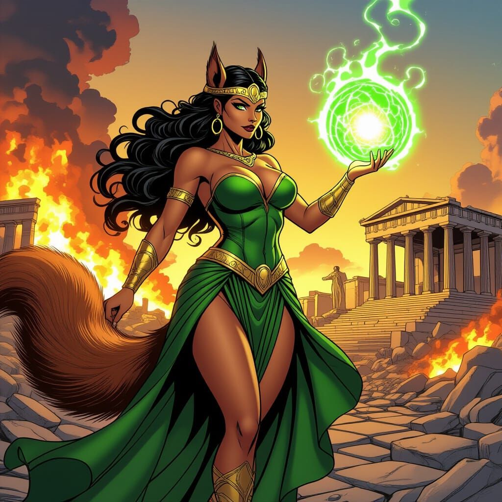 Squirrel Goddess of Mischief in Comic Book Art