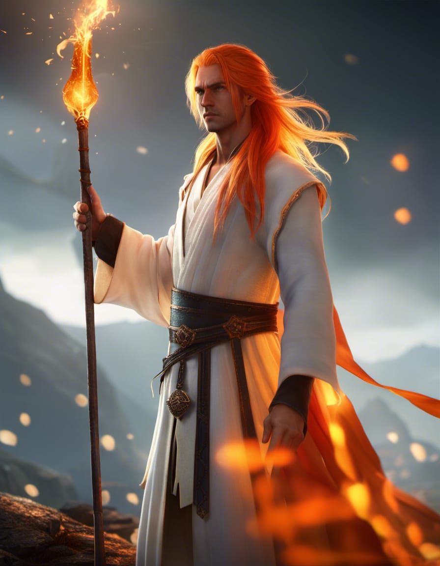 Fantasy Fire Mage with Cinematic Lighting