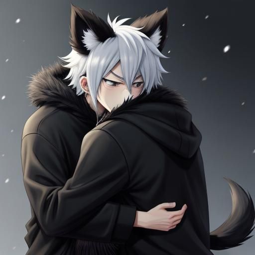 Sad Anime Furry Boy with Black Ears