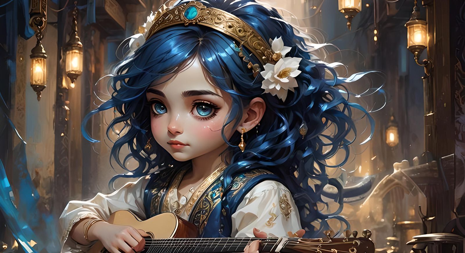 Smirking Chibi Musician Singing On Stage