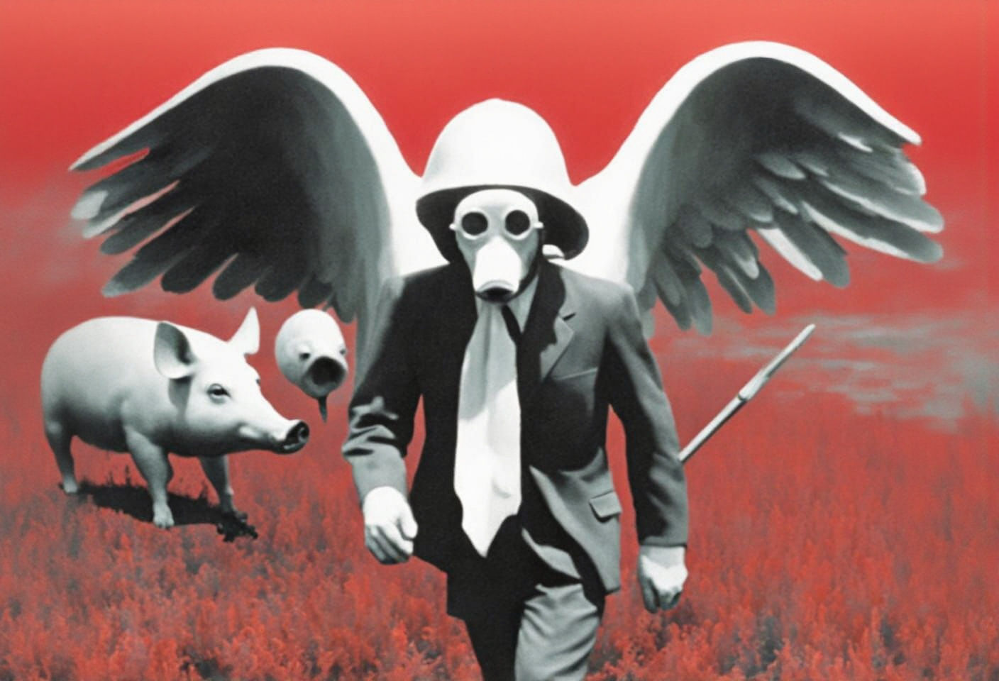 Surreal Angel with Pig Snout in Oil