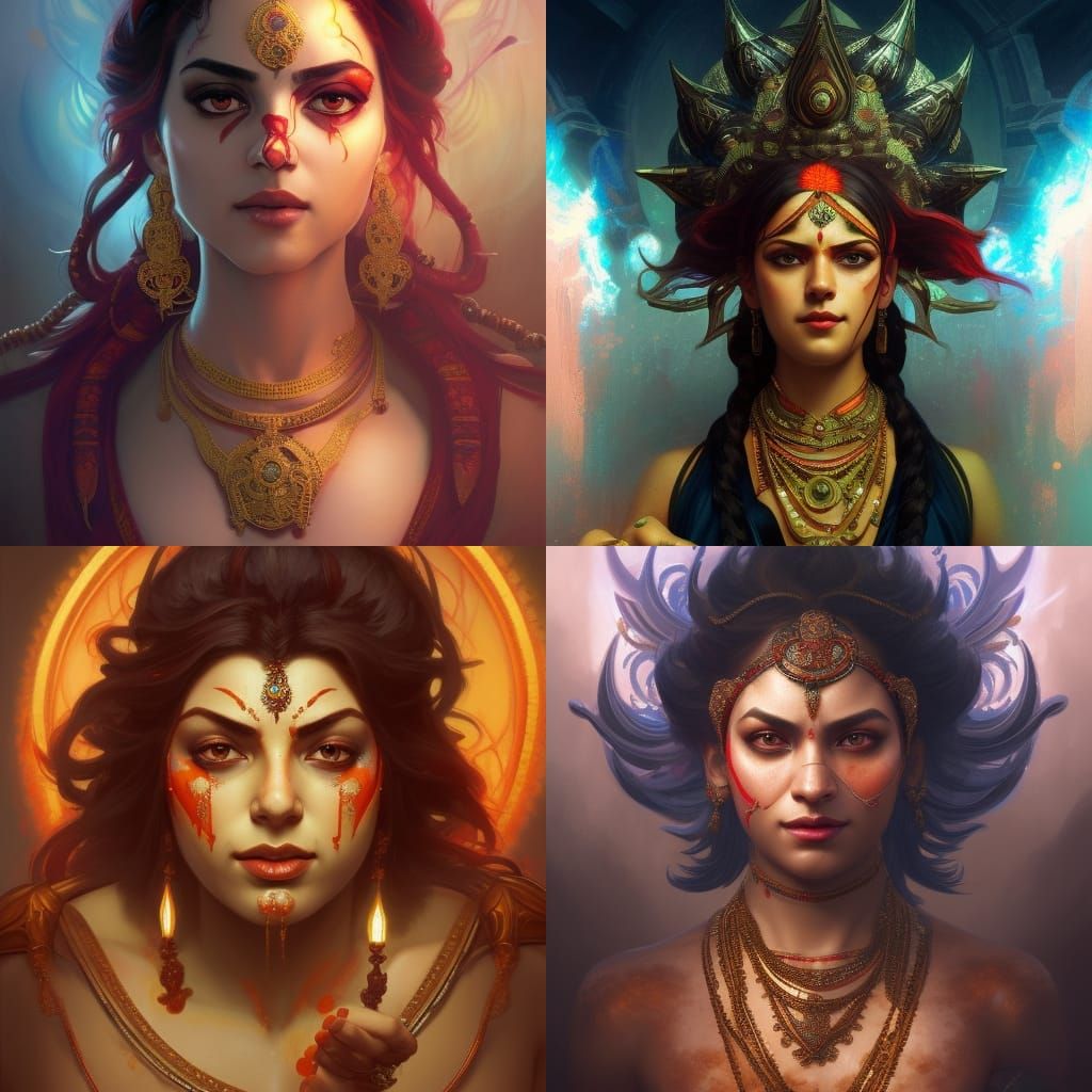 Detailed Portrait of Kali Hindu Goddess