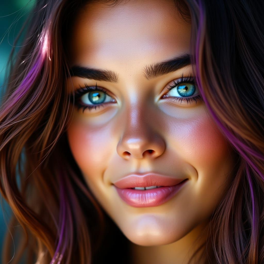 Striking Portrait of a Smiling Woman with Heterochromia
