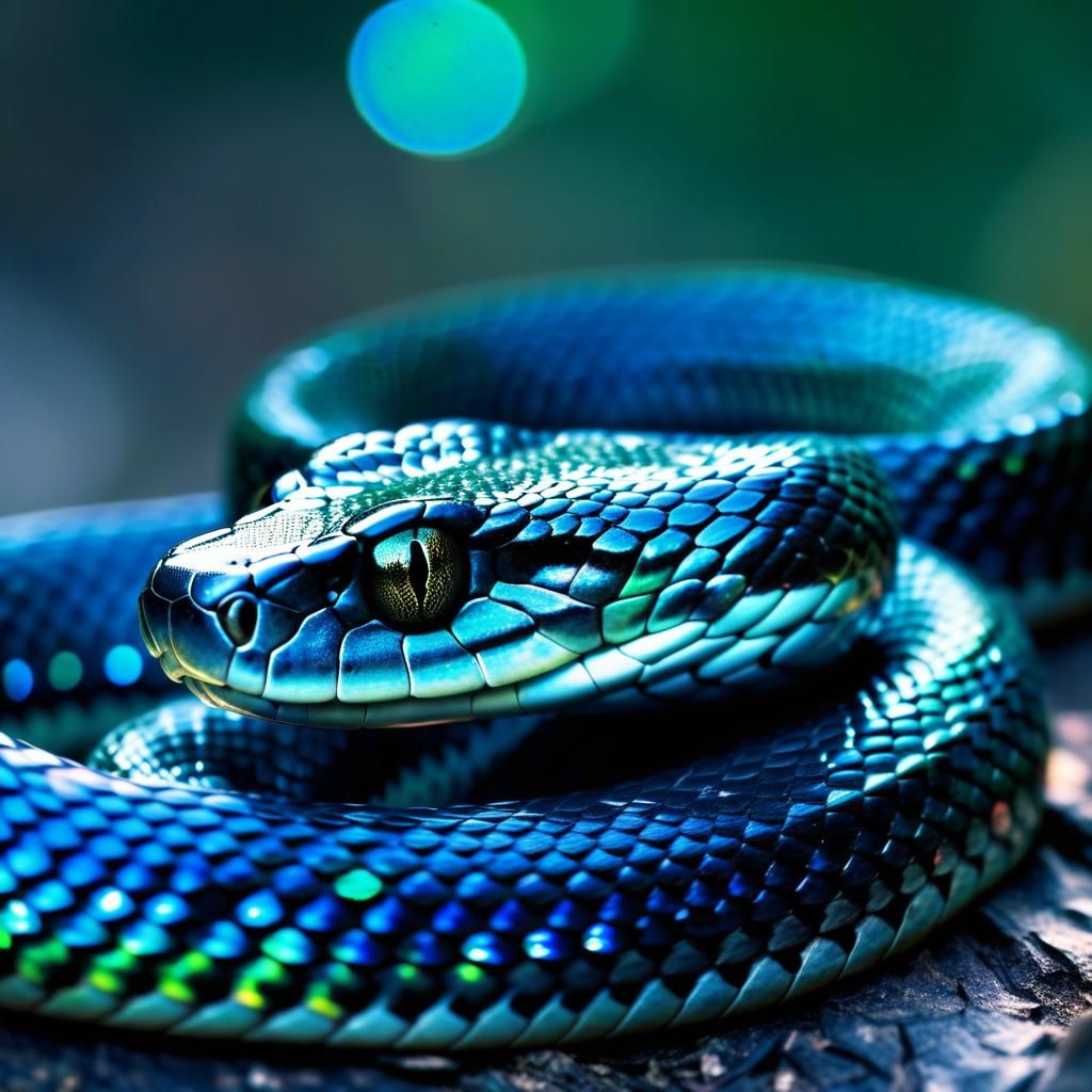 Shimmering Iridescent Snake in Natural Light