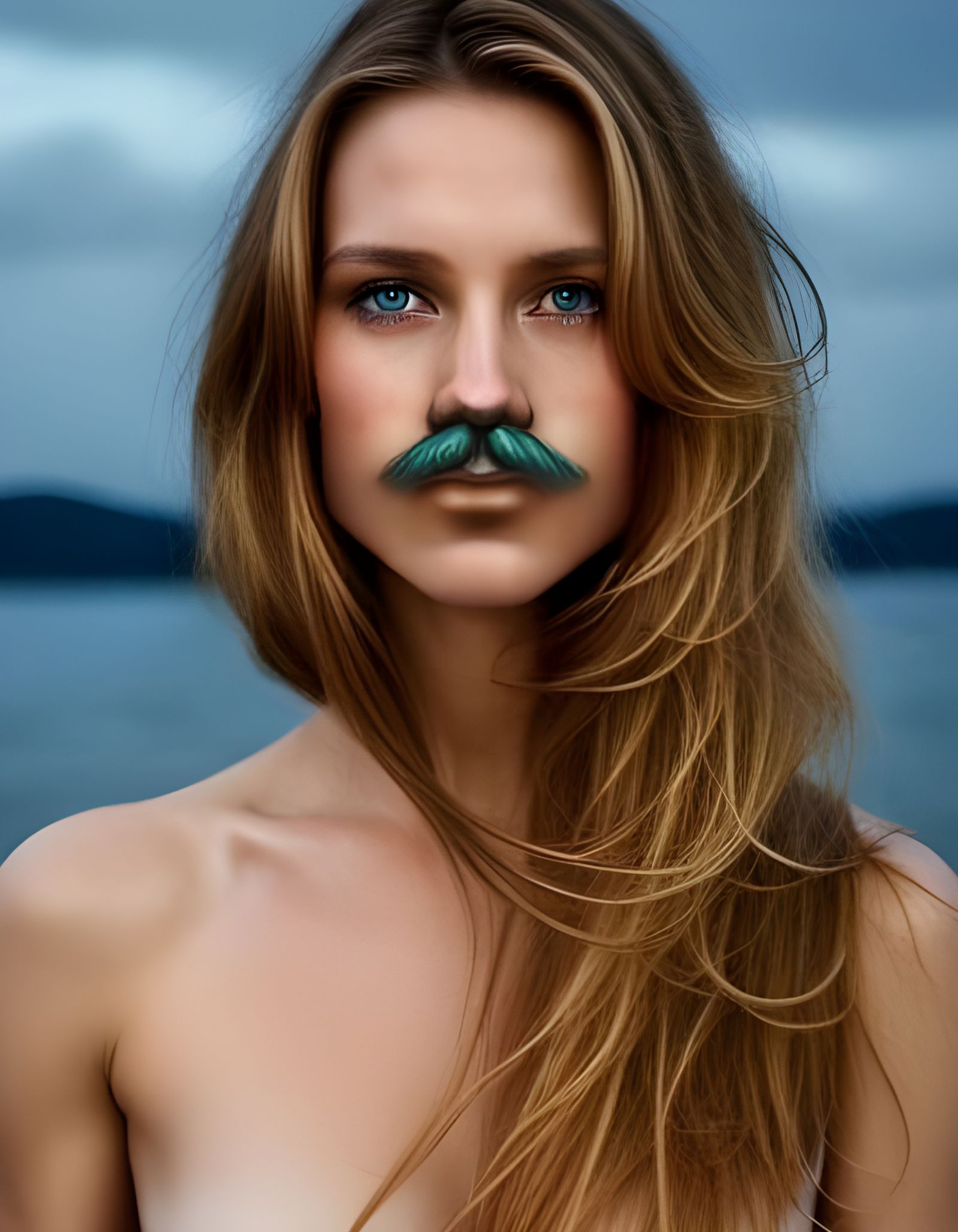 Detailed Portrait of Blonde Man with Mustache