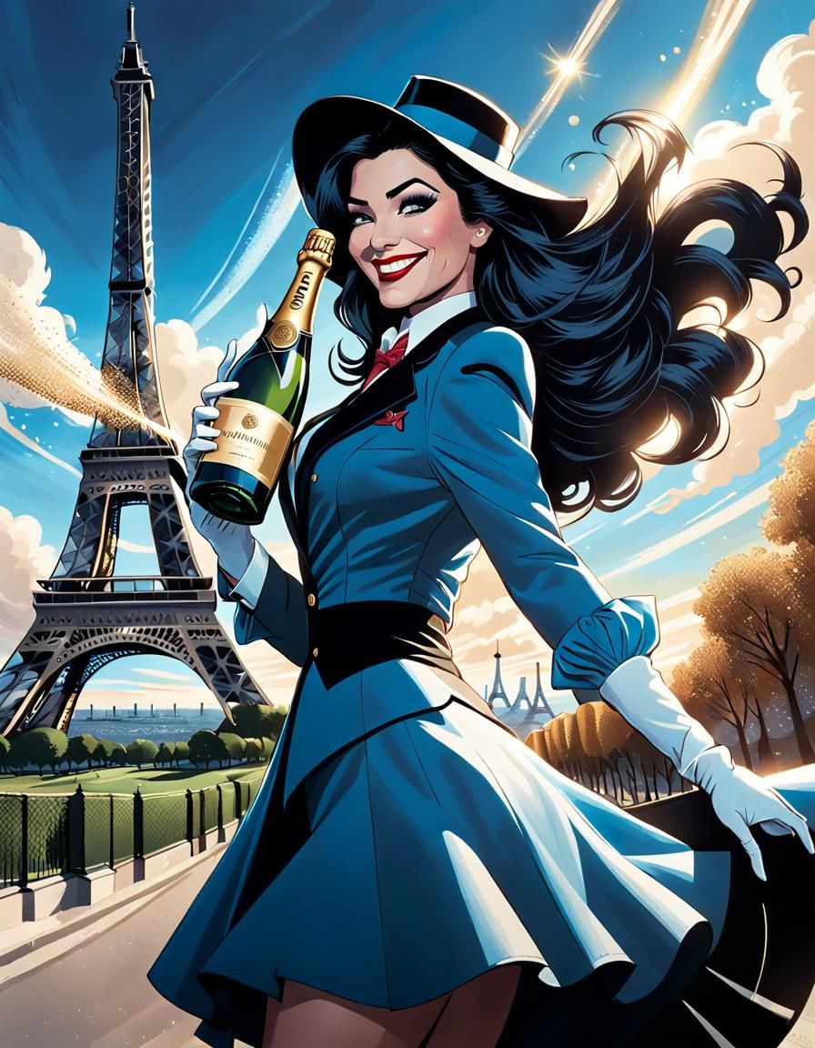 Zatanna Celebrates in Paris: A Colorful Illustration