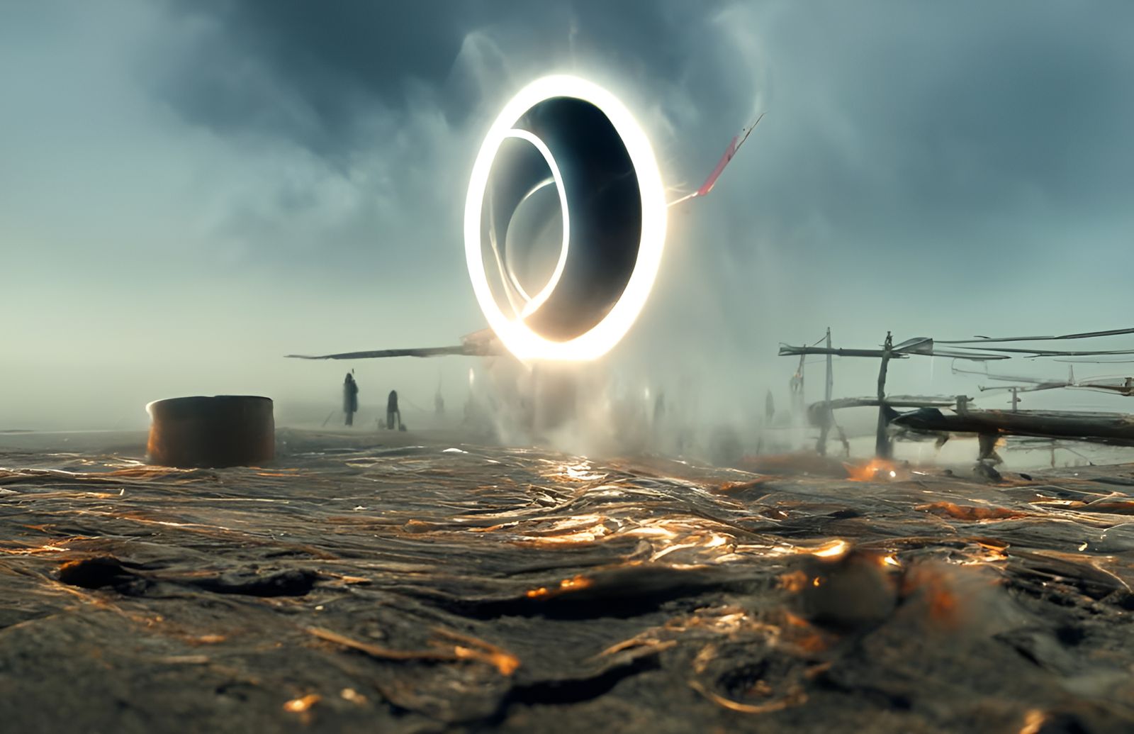 Fiery Black Hole Event Horizon: Digital Art