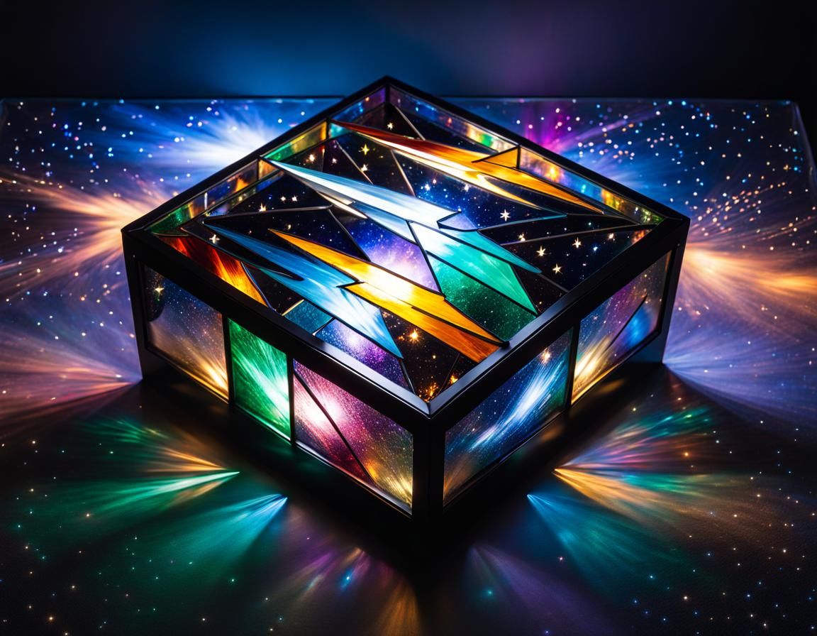 Lightning Bolts in Stained Glass Space Box