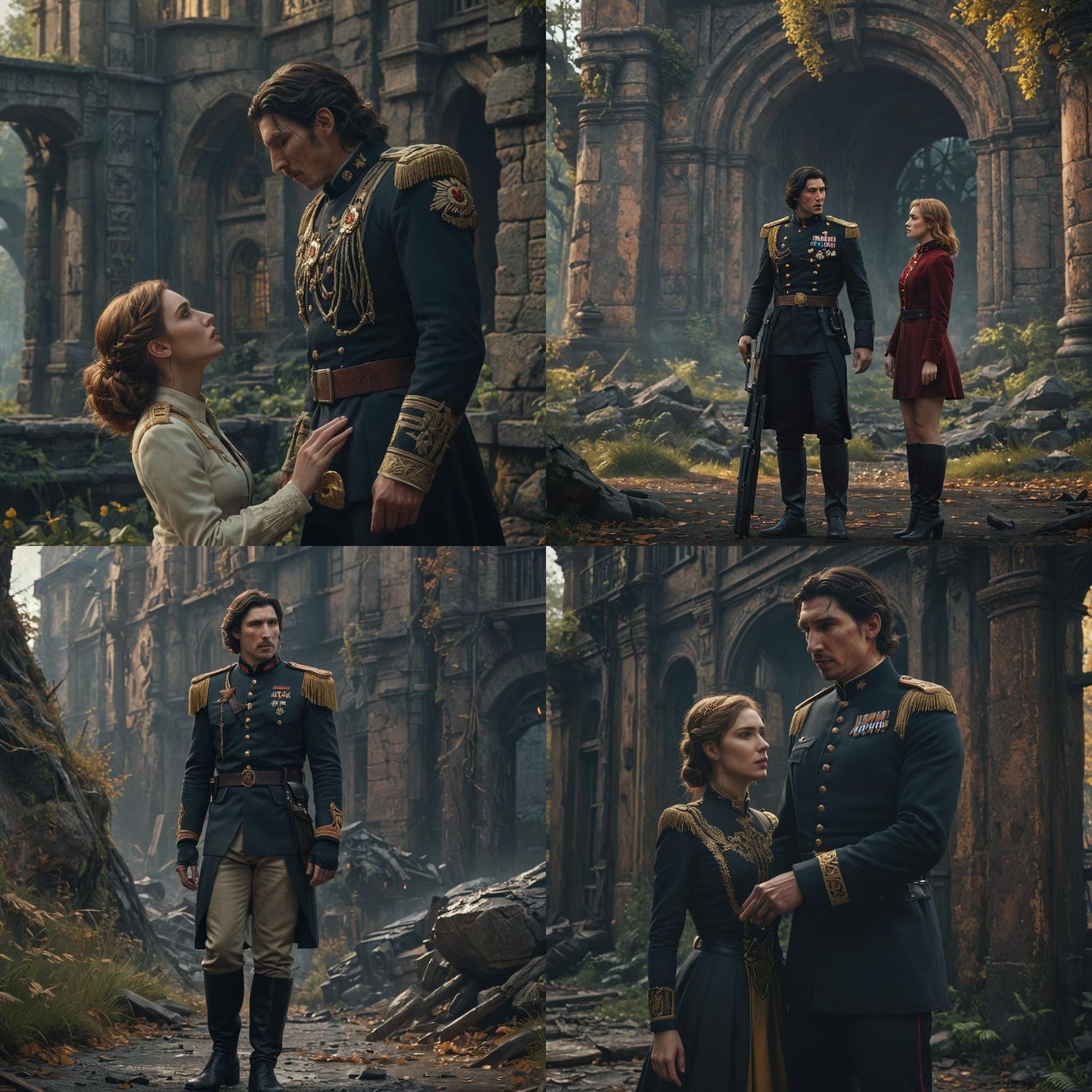 Romantic Russian Officer Scene in Detailed Matte Painting