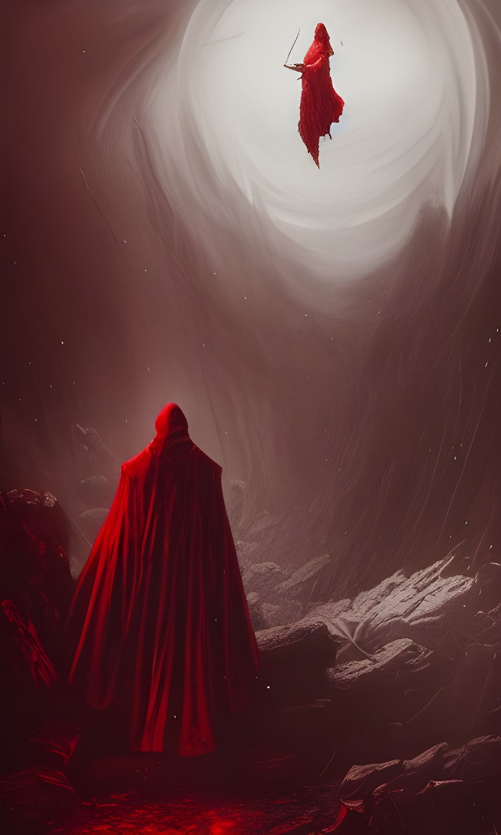 Red Cloak in Ghost Land, Digital Art