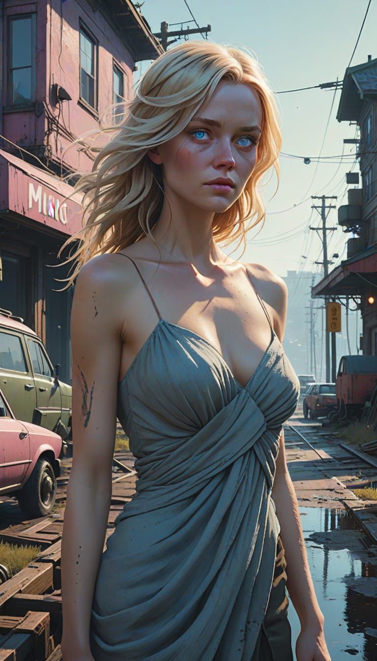 Elegant Blue-Eyed Blonde in Soft Focus