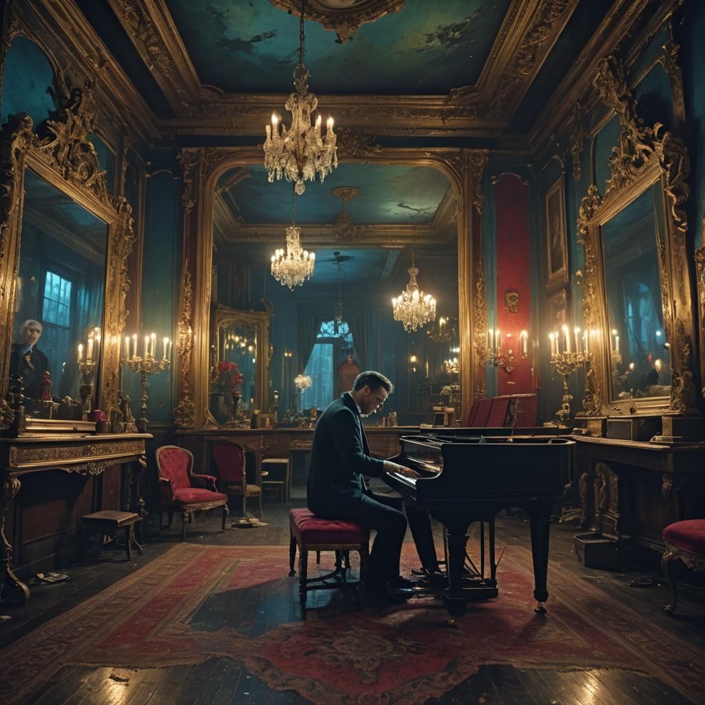 Morrissey Plays Piano in Room of Creepy Mirrors