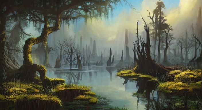 Mysterious Fantasy Swamp: Psychedelic Art