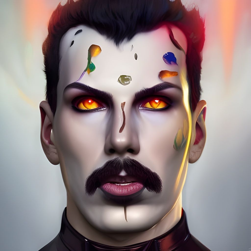 Demonic Freddie Mercury Portrait in Artgerm Style