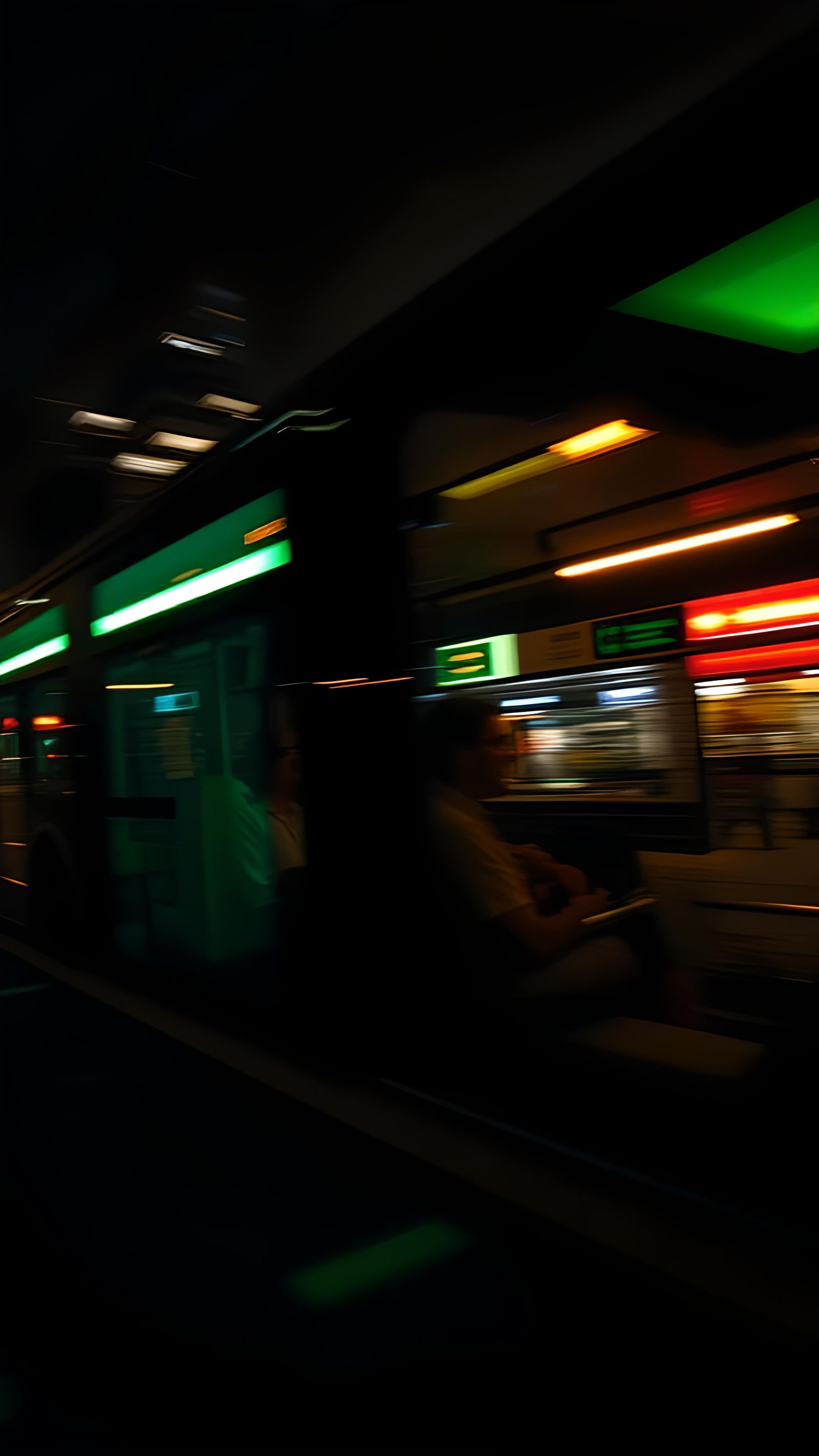 Naples City Bus at Night with Motion Effect