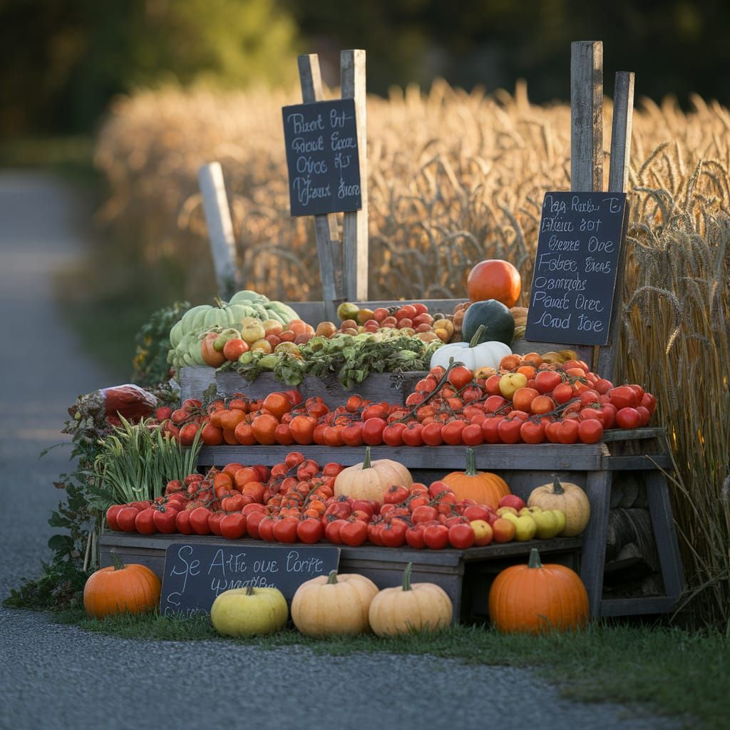 Golden Hour at a Rustic Farmstand